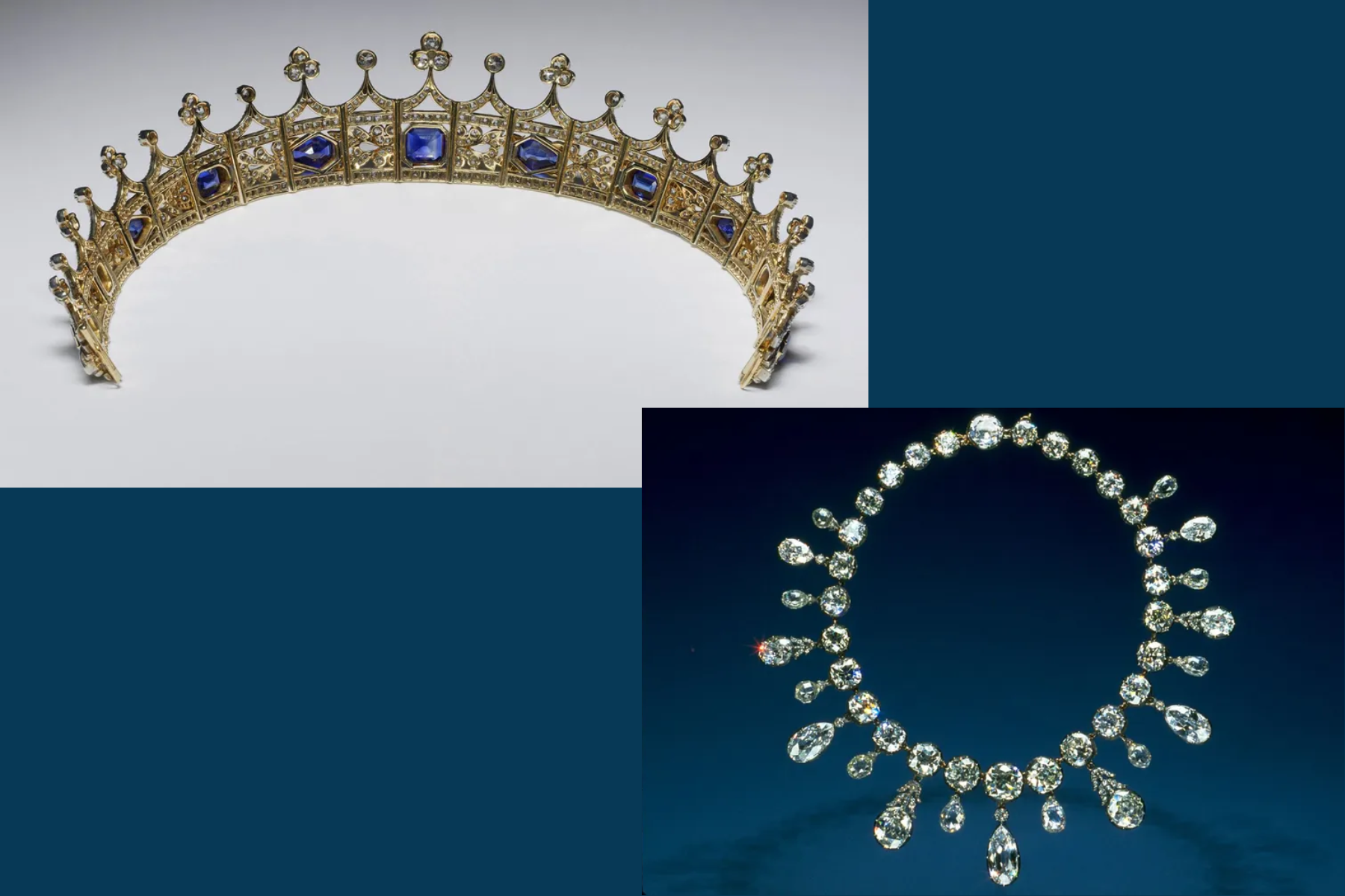 The sapphire-and-diamond coronet designed by Prince Albert for Queen Victoria in 1840 and the exquisite diamond necklace given by Napoleon to his second wife Marie-Louise contained 234 diamonds