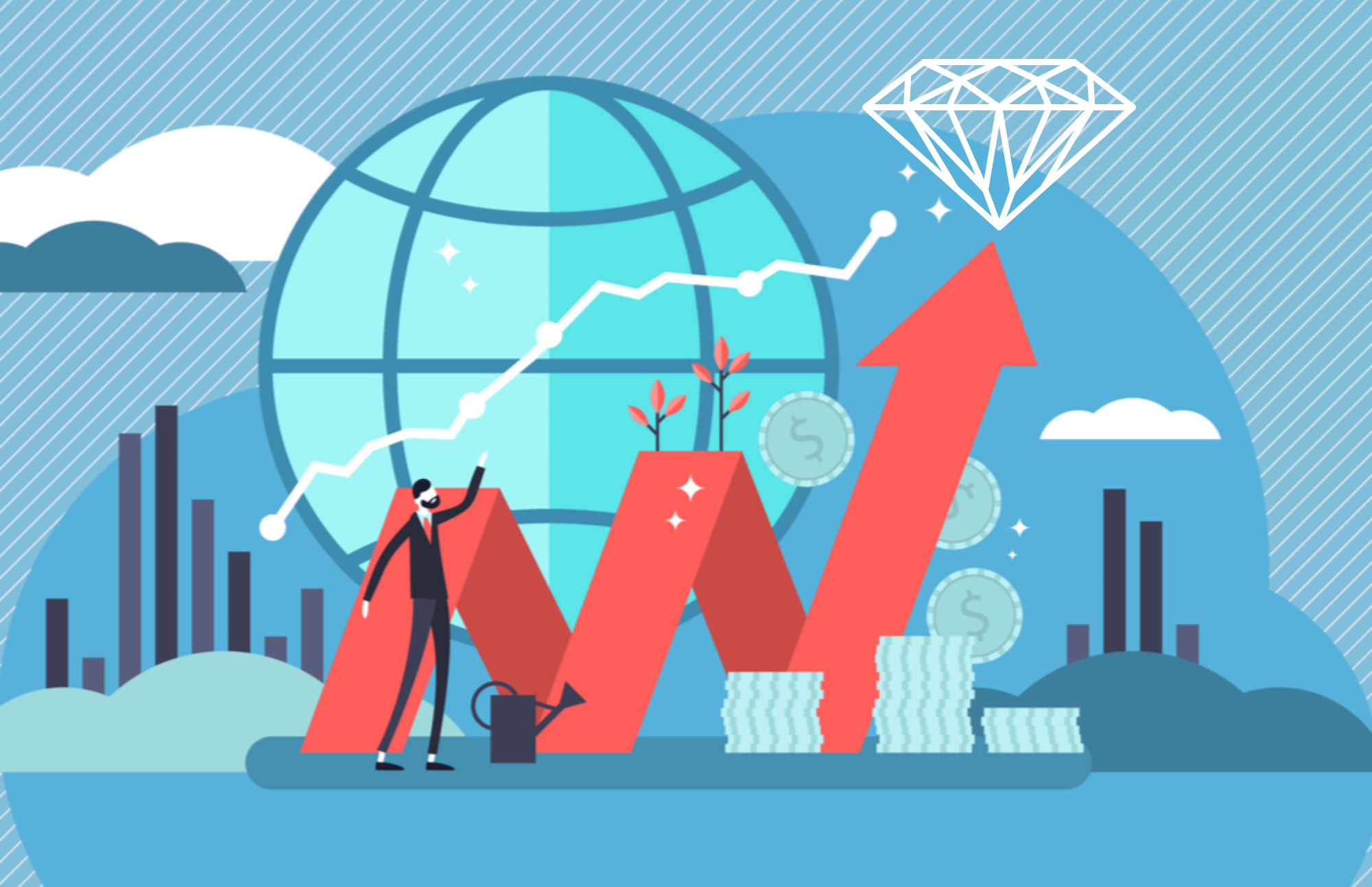 A businessman is looking for increasing value