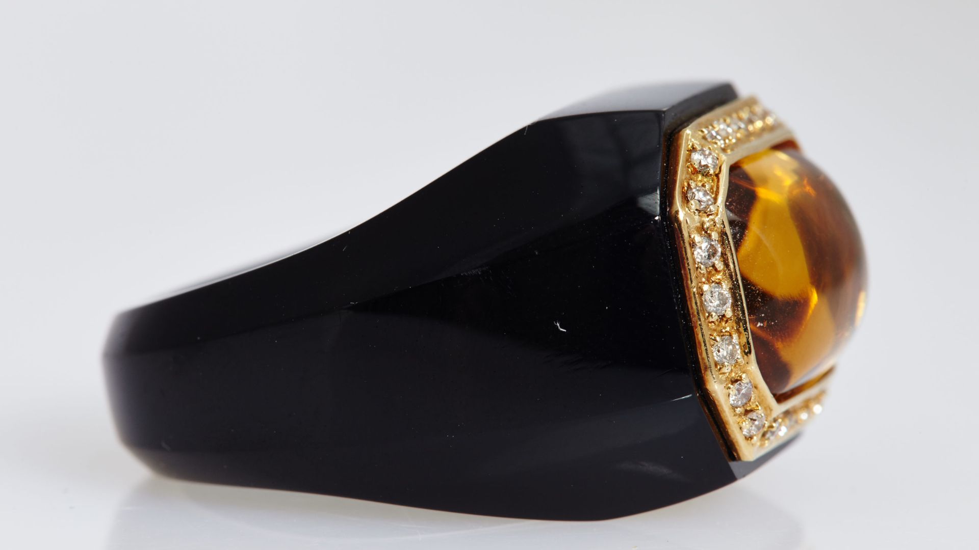 Onyx And Citrine Cocktail Ring