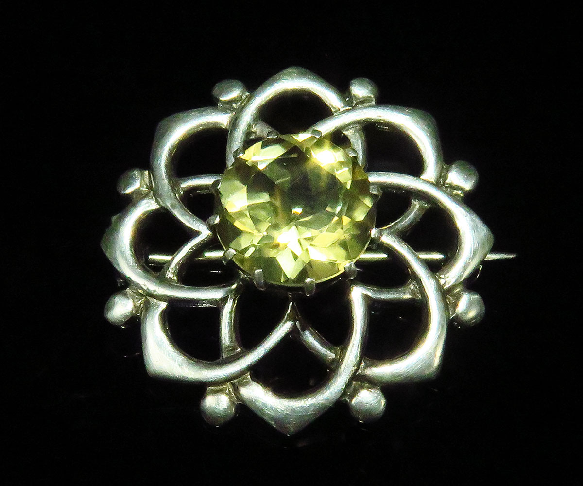 Sterling and Citrine Scottish Brooch