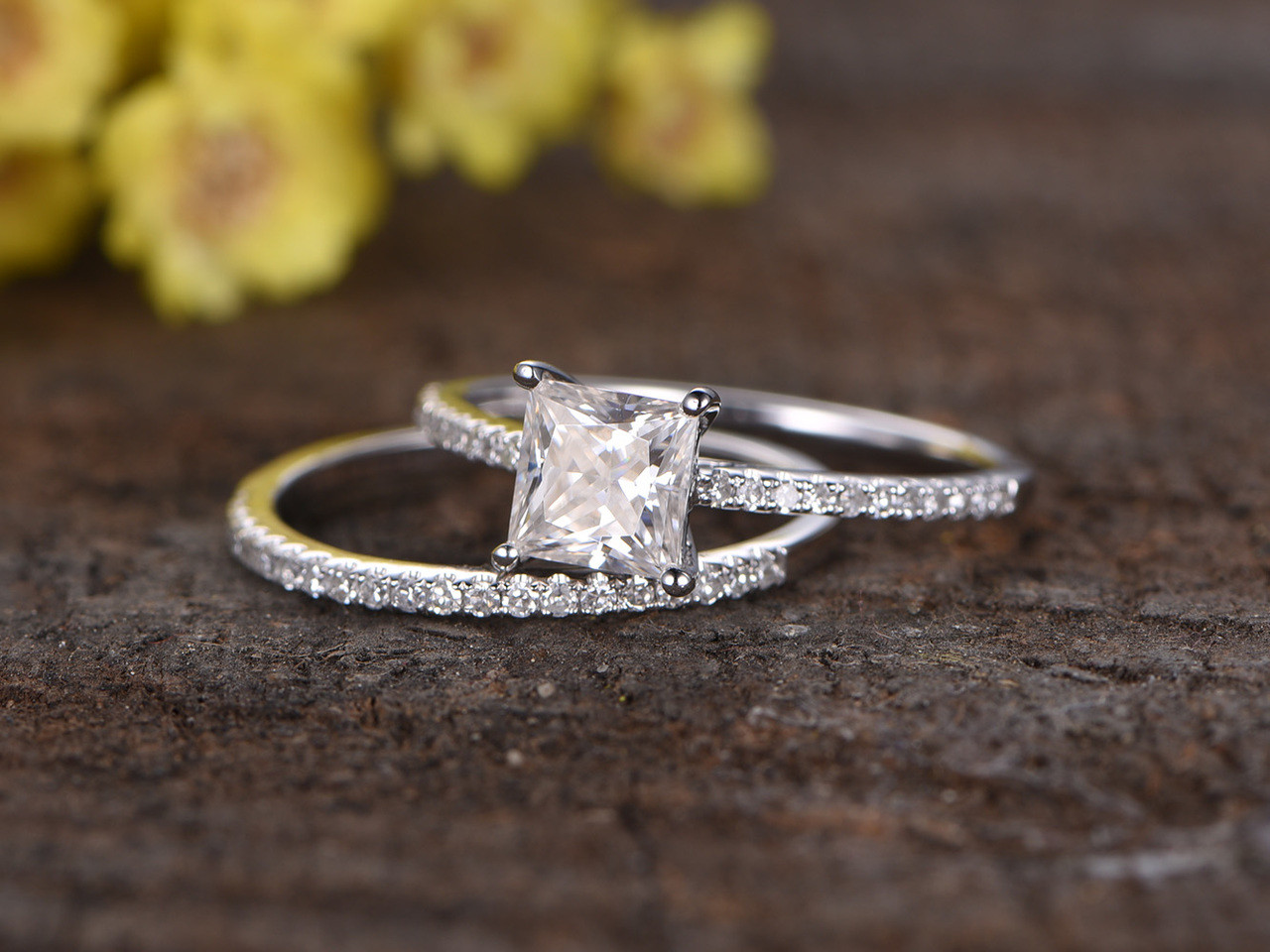 Enchanting Princess Cut Wedding Bands