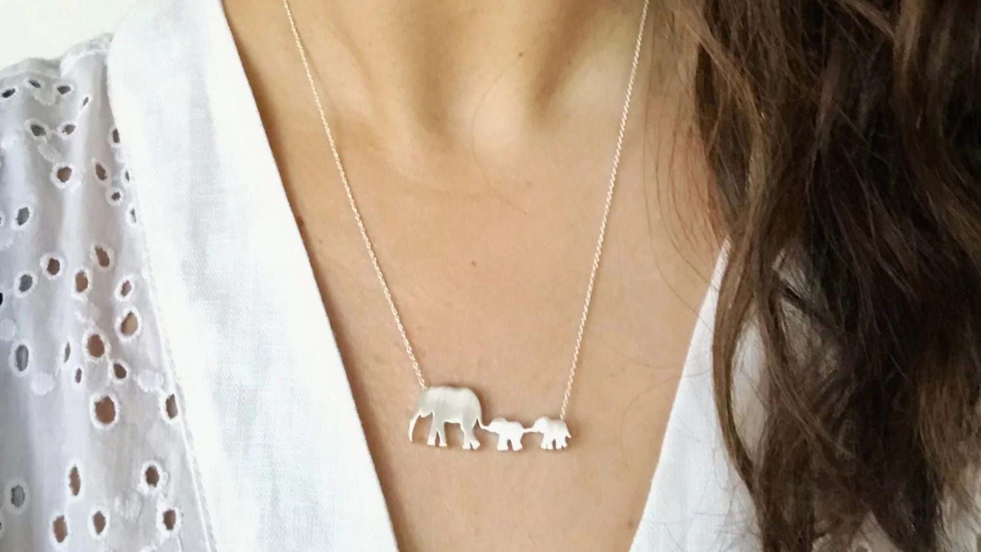 Gentle Strength - Elephant And Baby Elephant Necklaces
