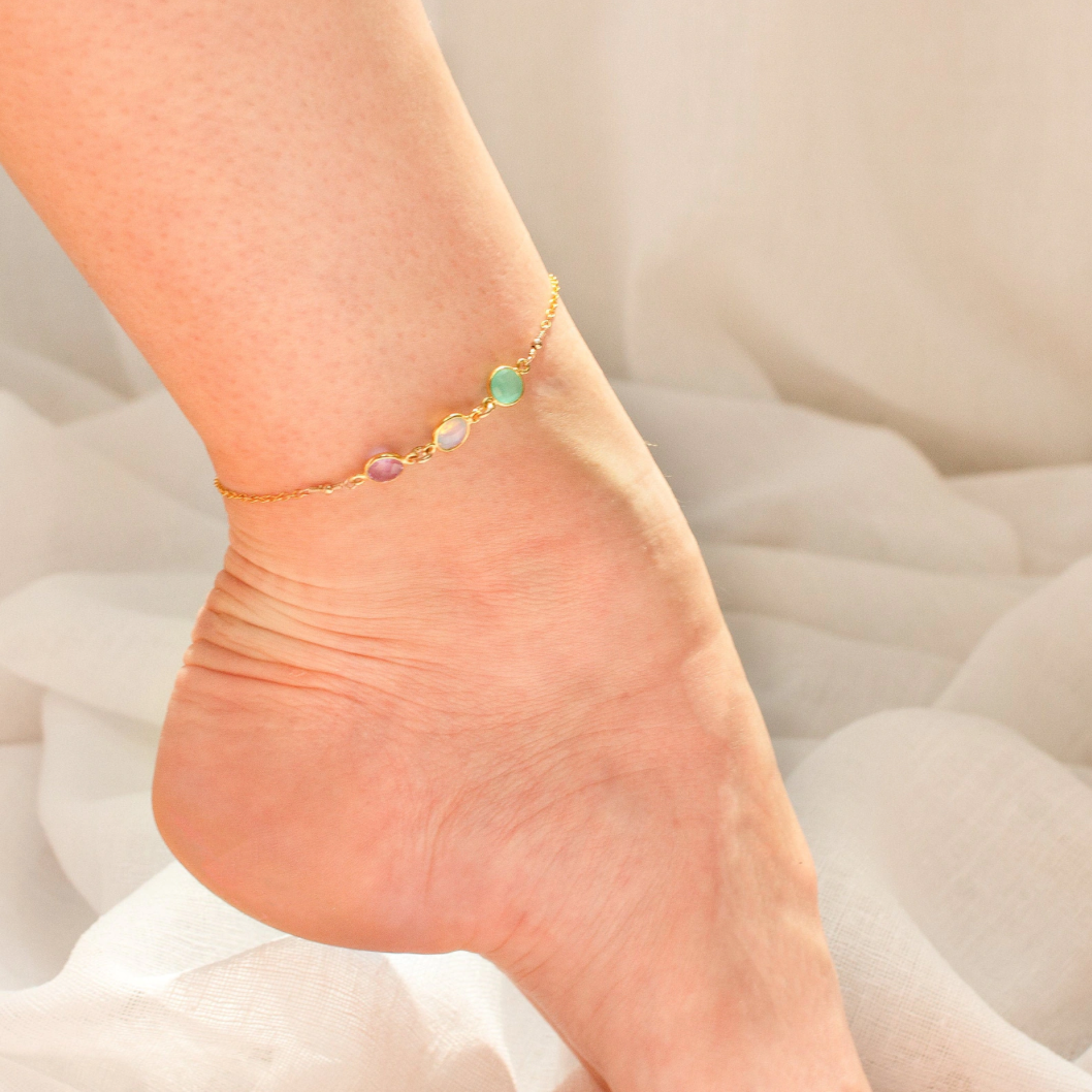 Custom Gold And Birthstone Anklet