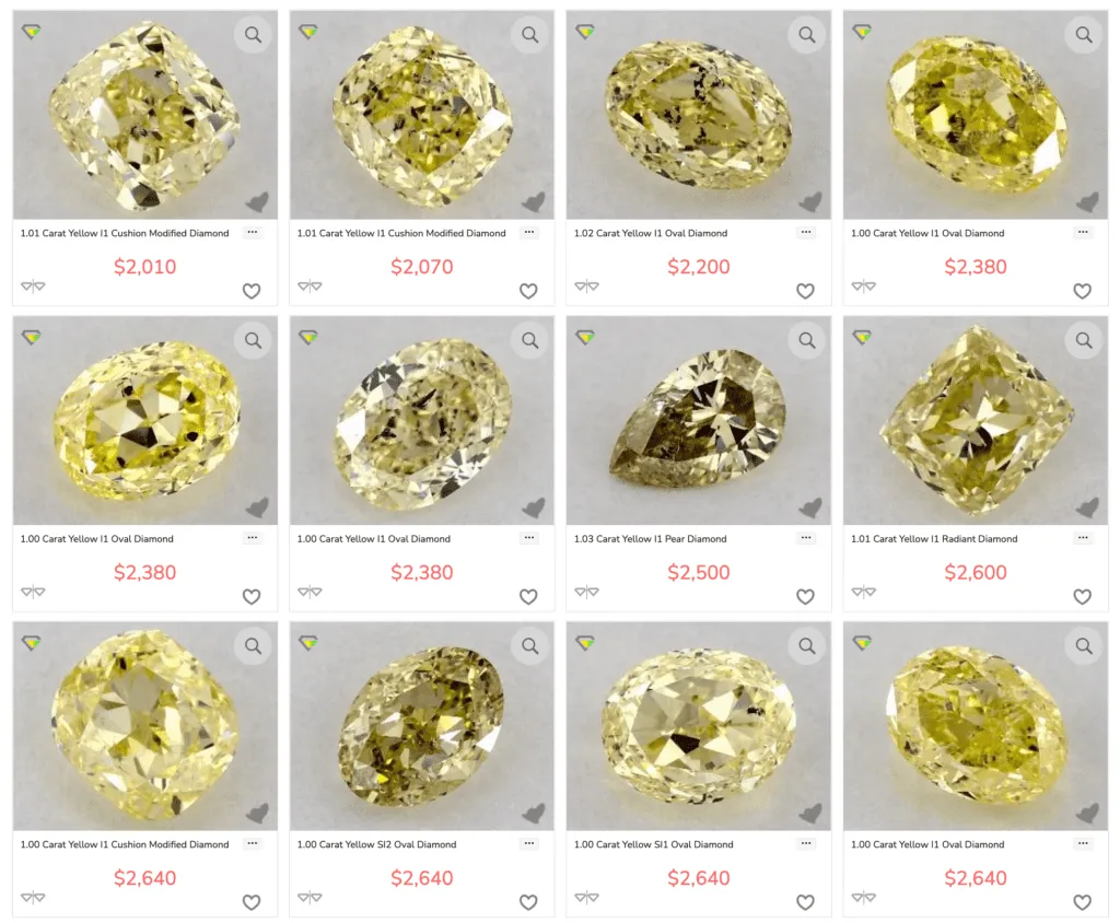 Different yellow gemstones