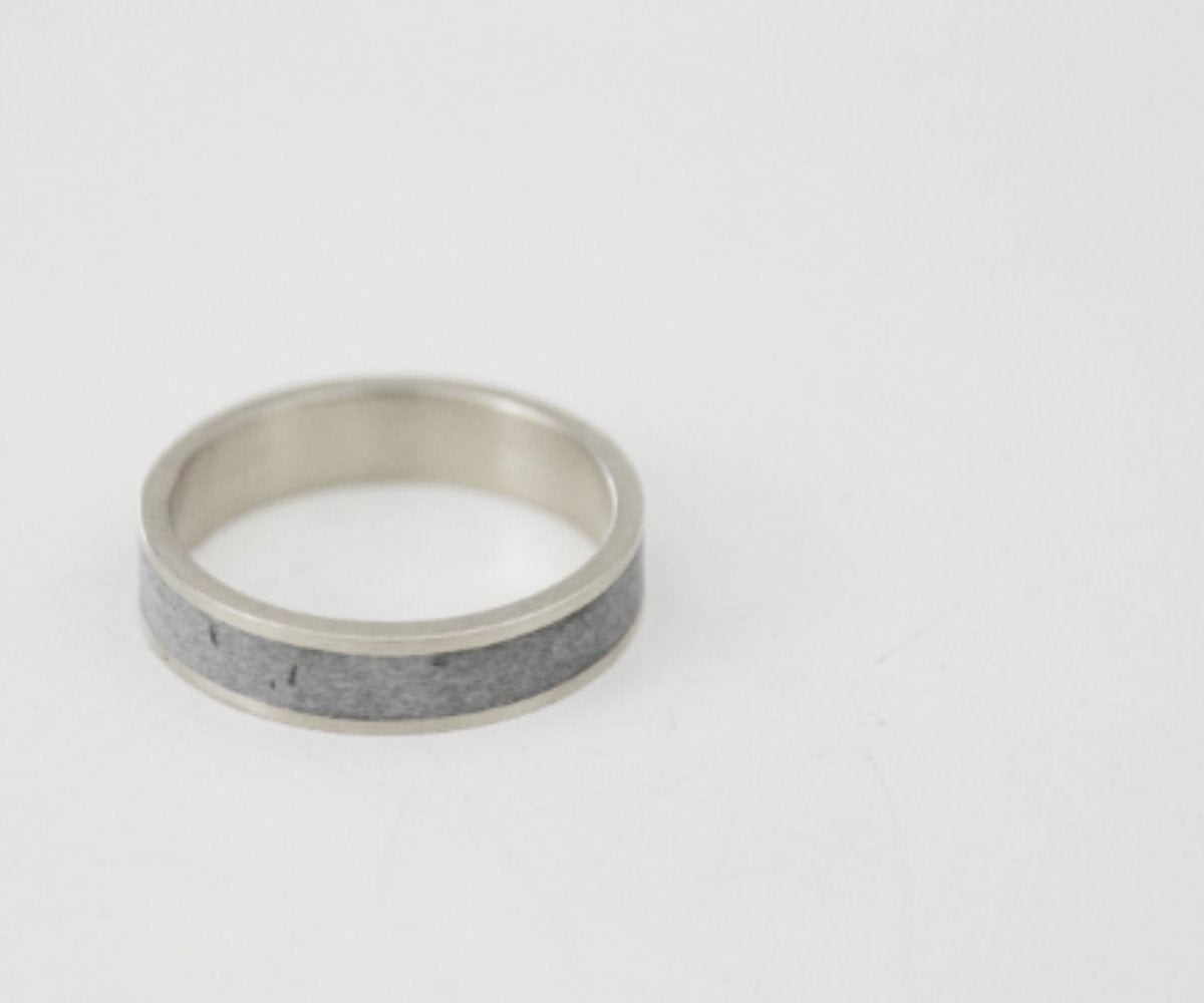 Silver and Concrete Unisex Wedding Band Ring
