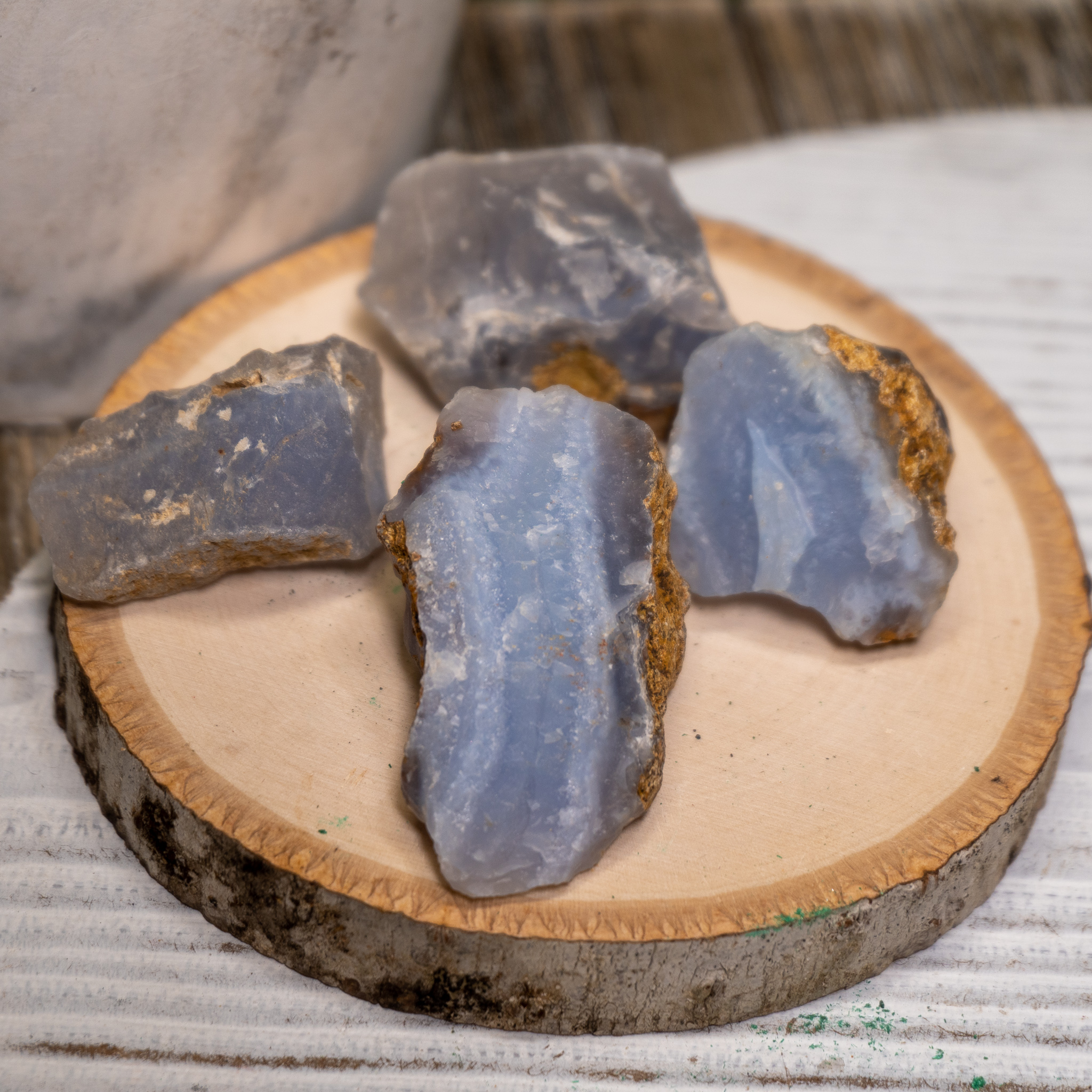 Raw Blue Chalcedony - A Most Natural And Vulnerable Form Of The Crystal