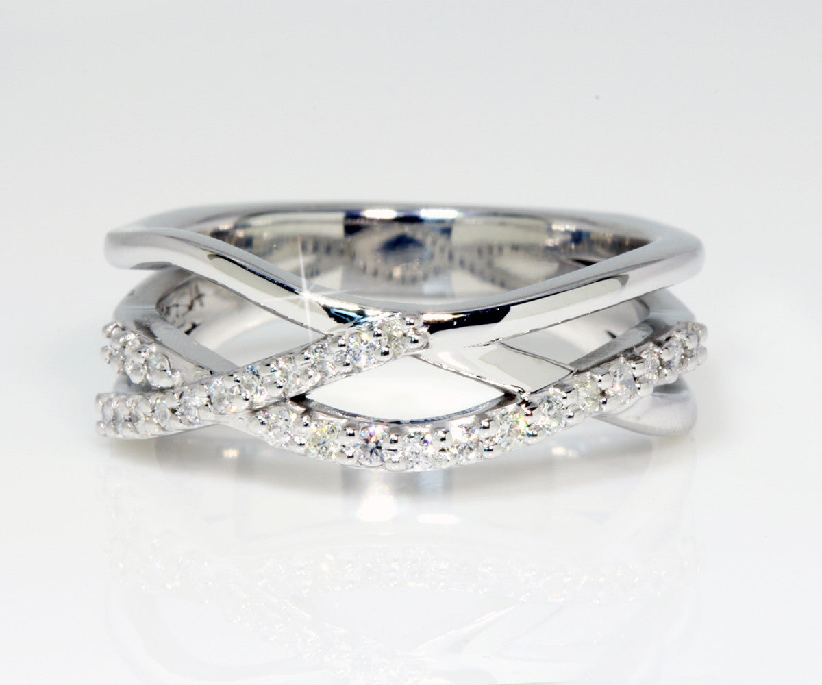 Modern Multi Row Diamond Wedding Band