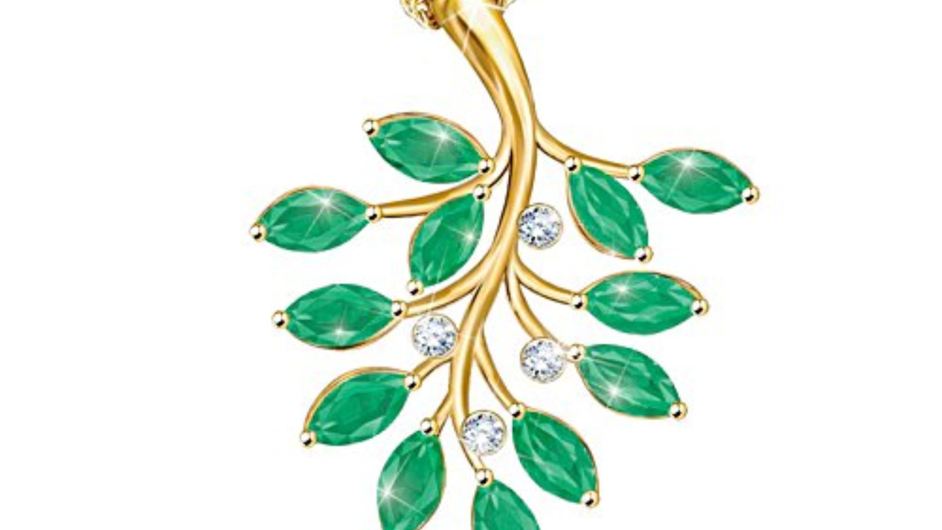 18-Carat Gold-Plated Solid Sterling Silver Emerald
